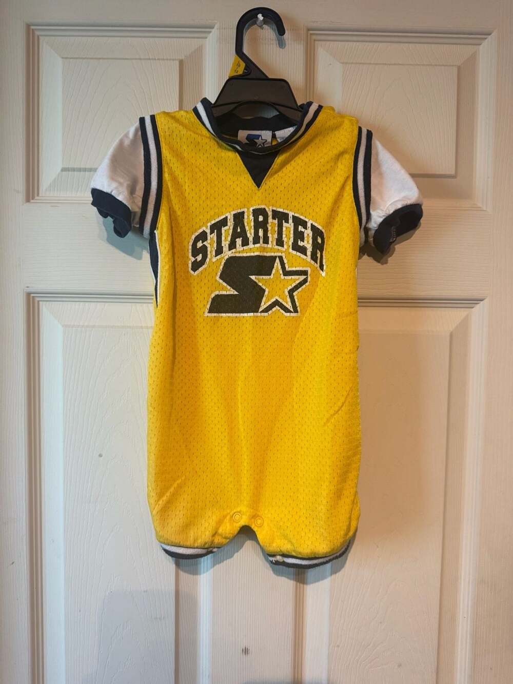 Starter Jersey Romper Size 24 Mos Yellow Black Mesh Athletic Bodysuit